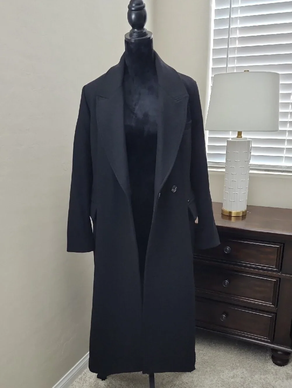 Michael Kors Black Long Belted Trench Peacoat
